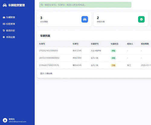 简单的车辆租赁登记管理系统