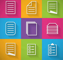 白色简易的线性文本图标大全AI素材