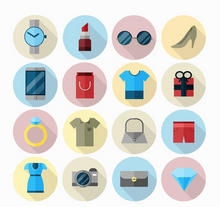 扁平风格时尚生活用品图标大全AI素材