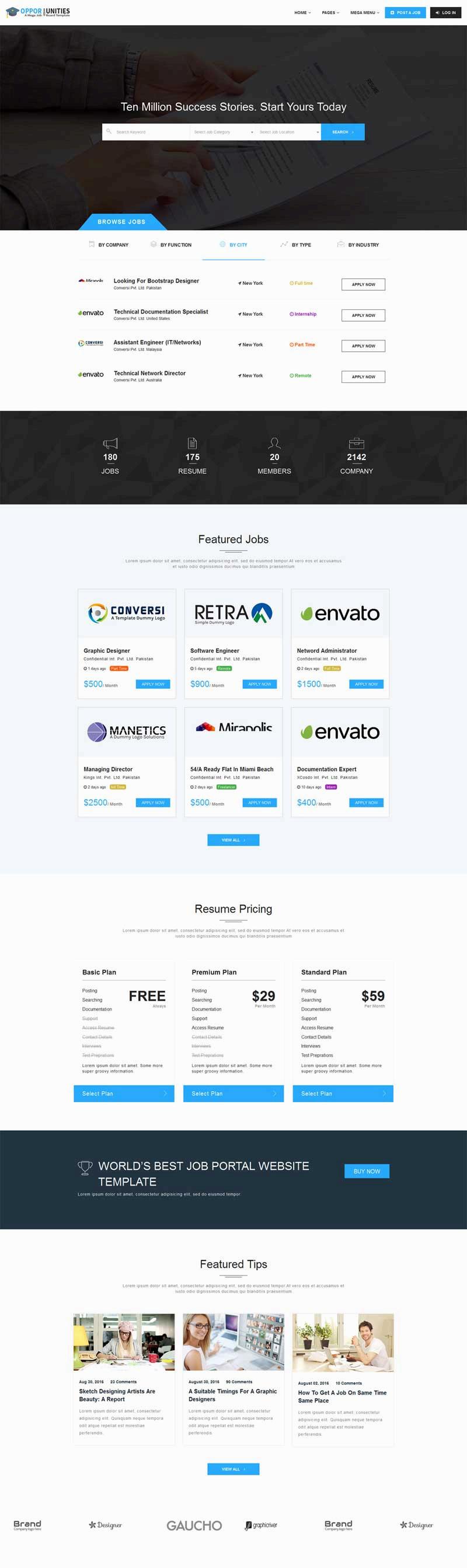 国外大型招聘门户网站模板html整站