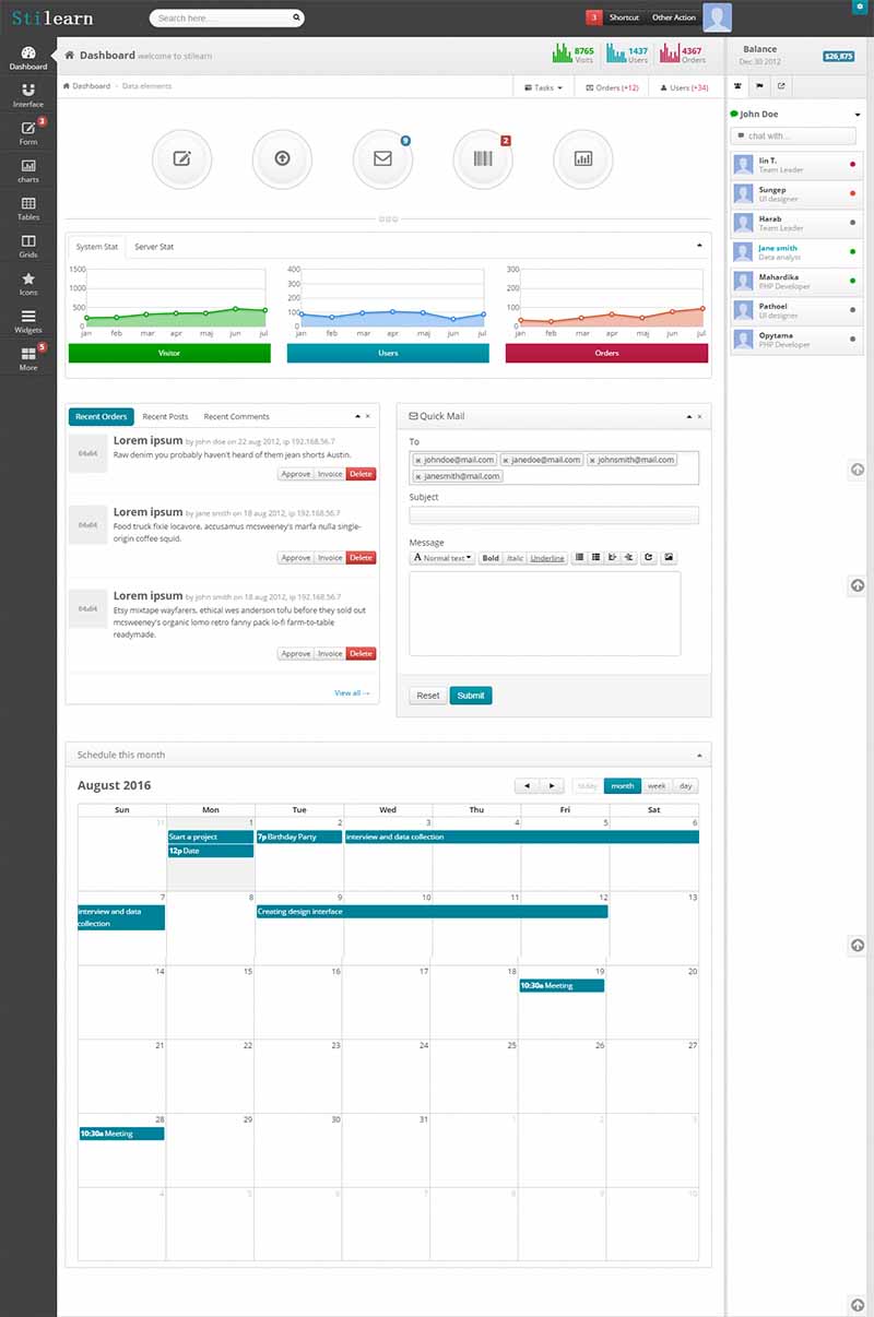 matrix功能强大后台管理html模板