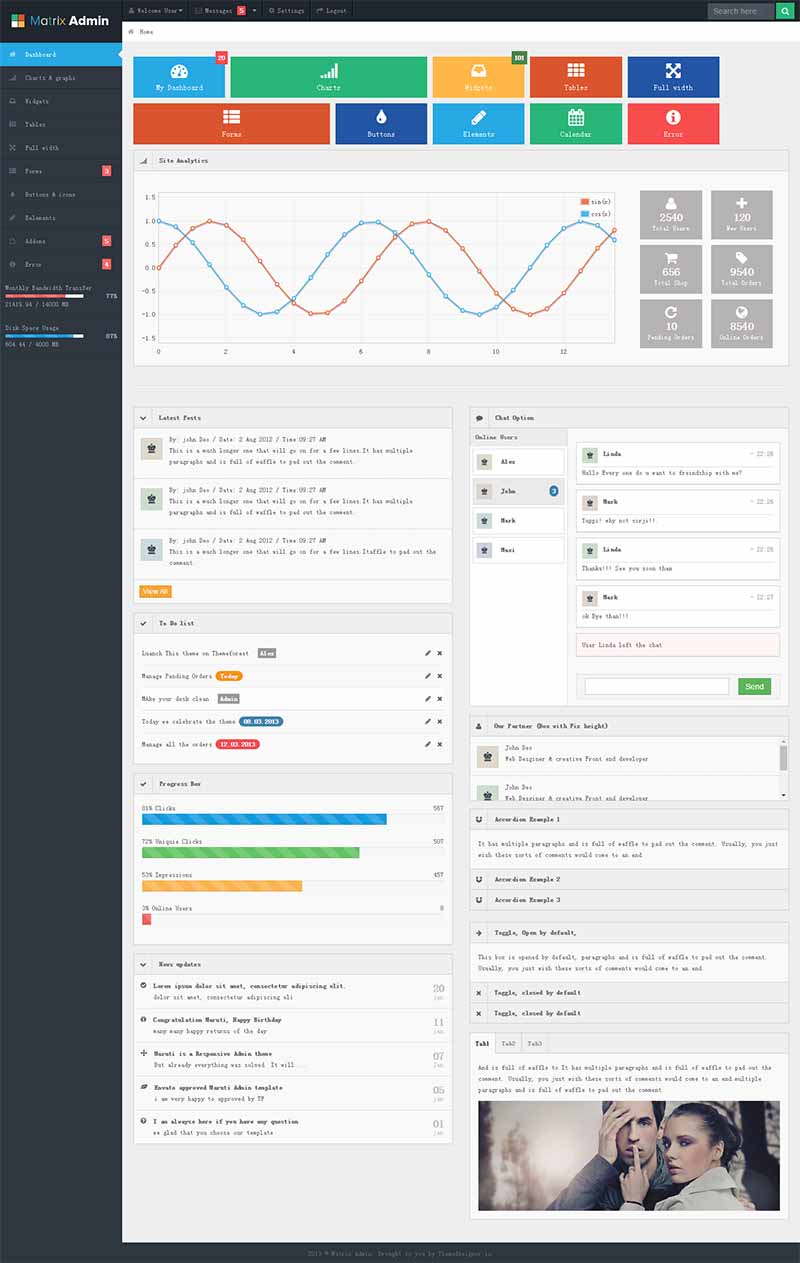 matrix后台管理网页html静态模板