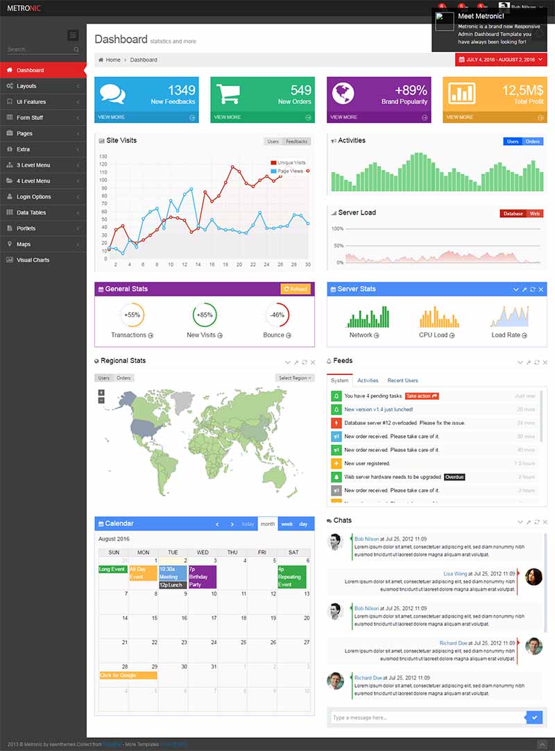 Metronic多彩网站后台管理html网页模板