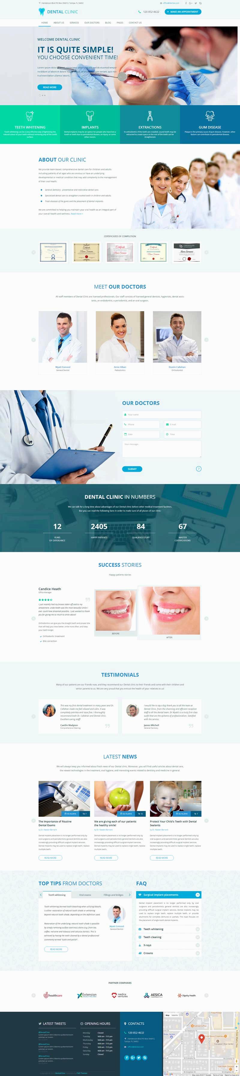 宽屏的牙科医院门诊网页模板