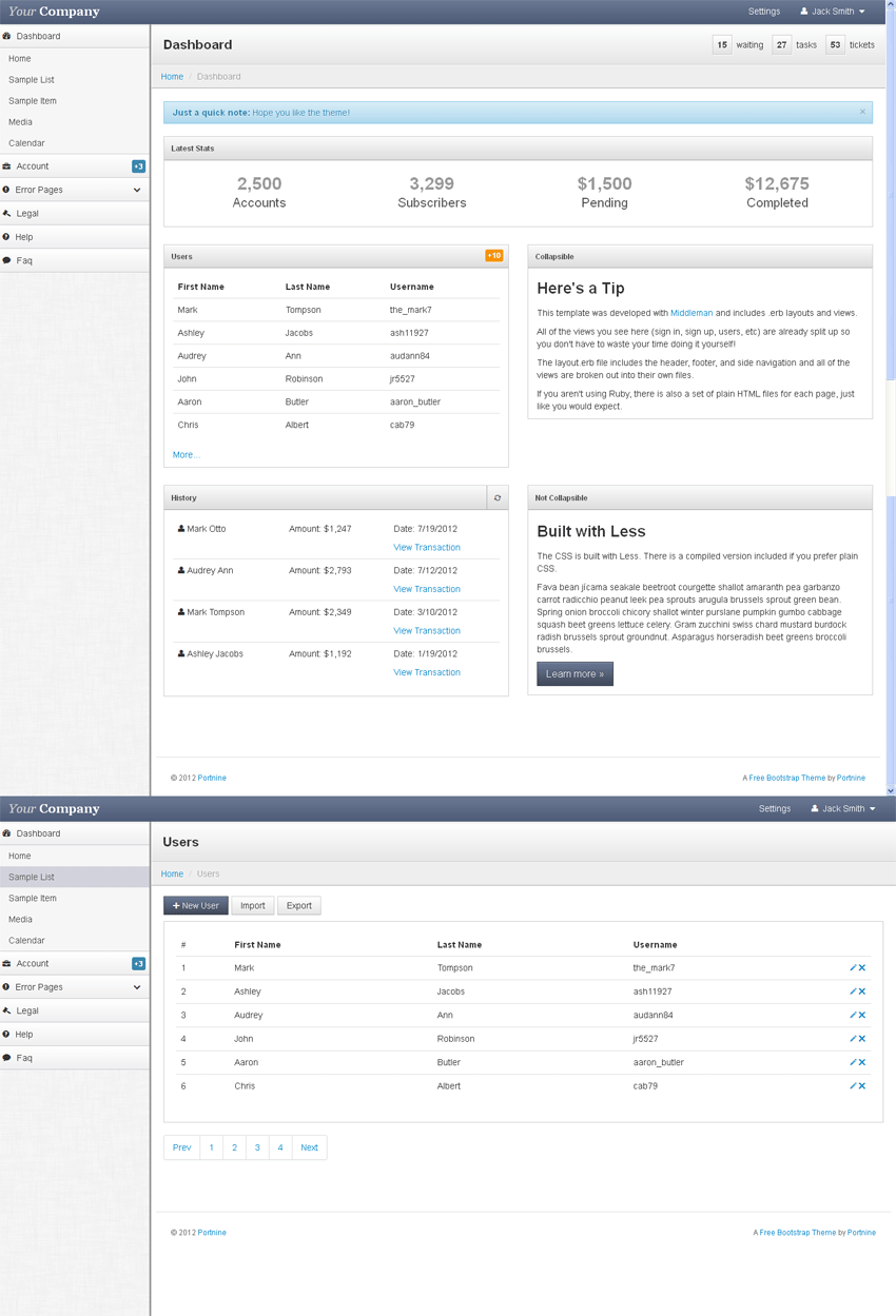 bootstrapҵ̨ģ_򵥵ҵ̨ģhtml