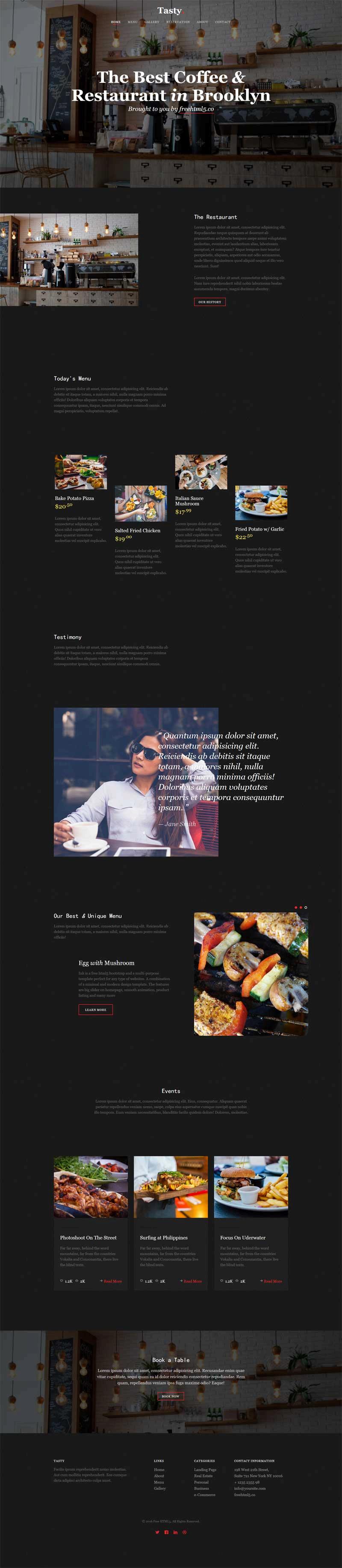 黑色的下午茶咖啡店网站html5模板