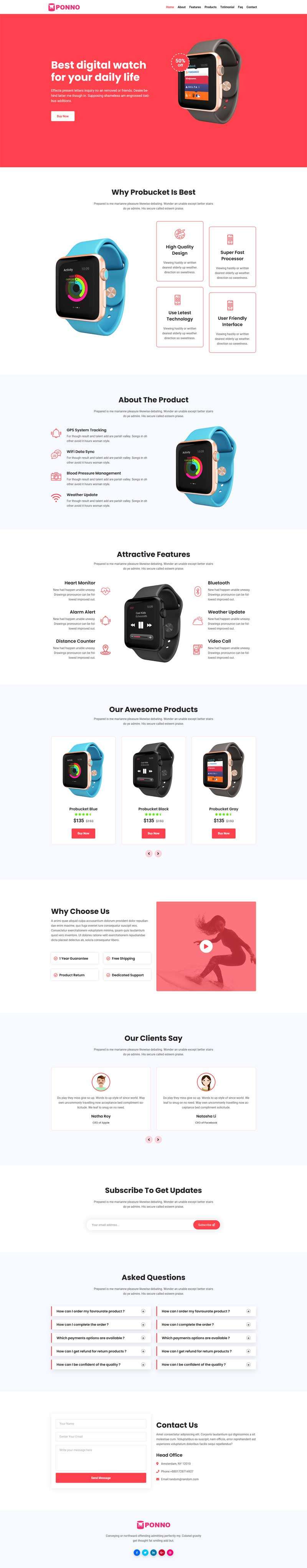 智能手表功能展示网页模板