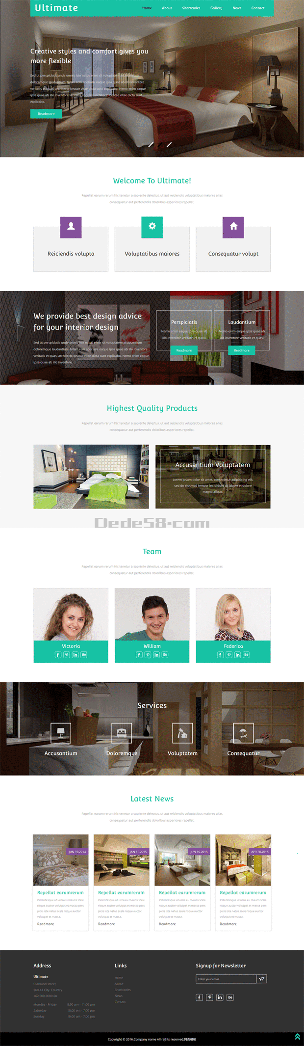 扁平风格的响应式酒店预订网站模板html下载