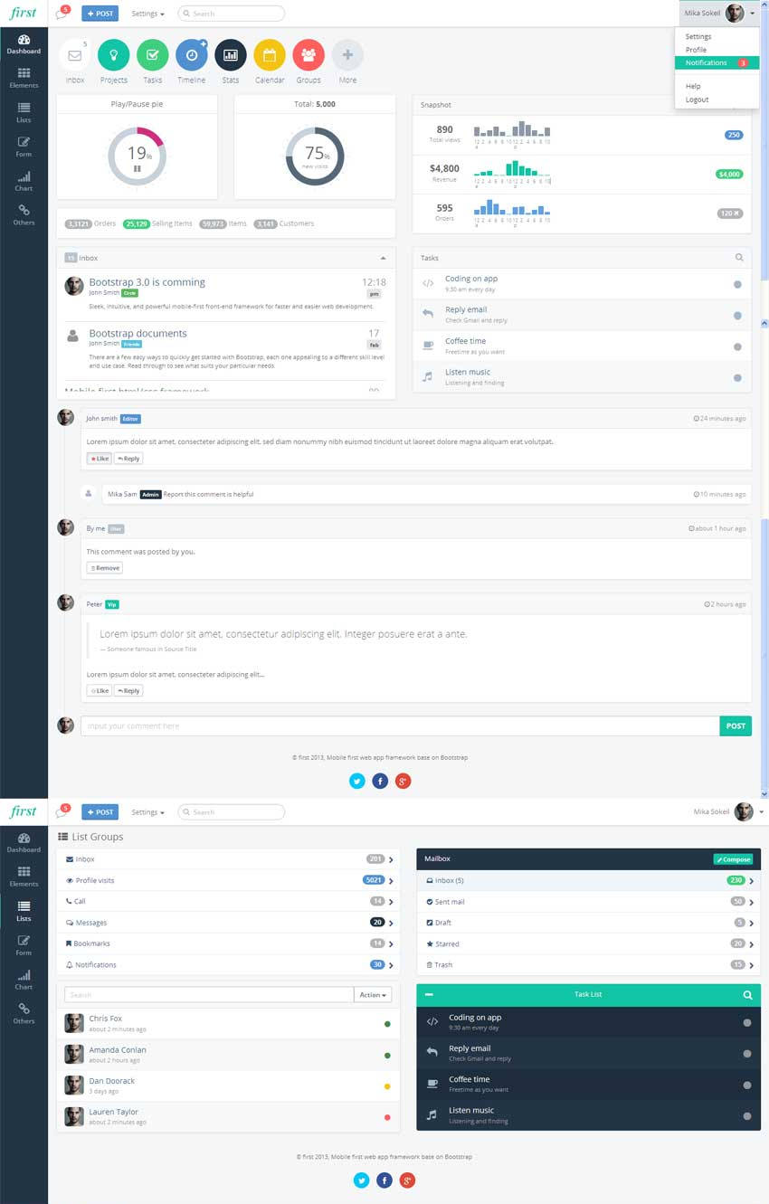 简洁的app手机后台模板bootstrap下载