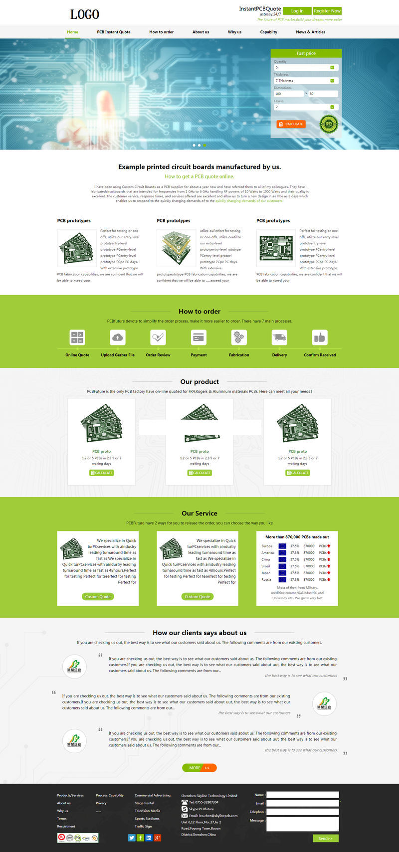绿色的天际电路板生产企业静态模板