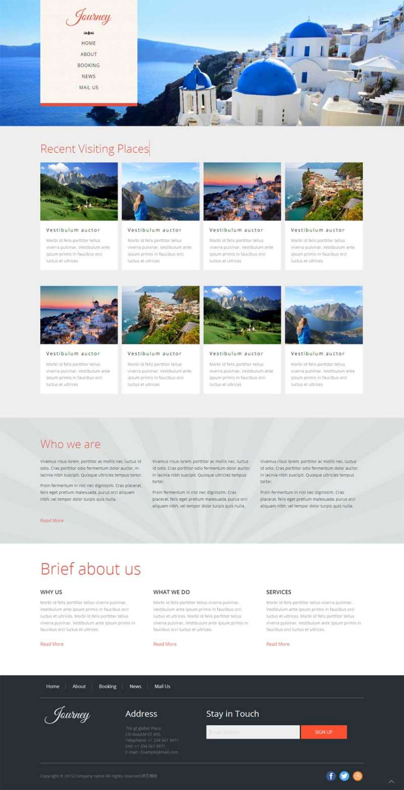 国外简洁旅游景点html静态网站模板下载