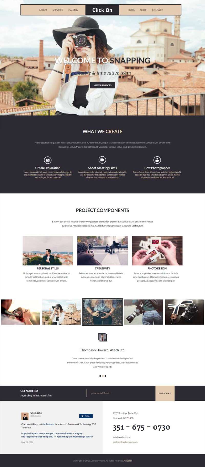 简洁大气单反相机摄影html网站模板下载