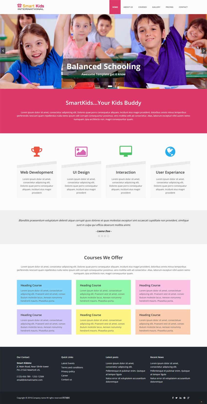 简洁儿童学校教育html静态网站模板