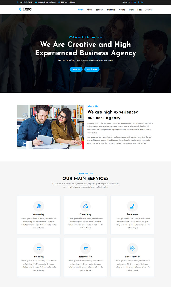 商业代理公司单页网站模板