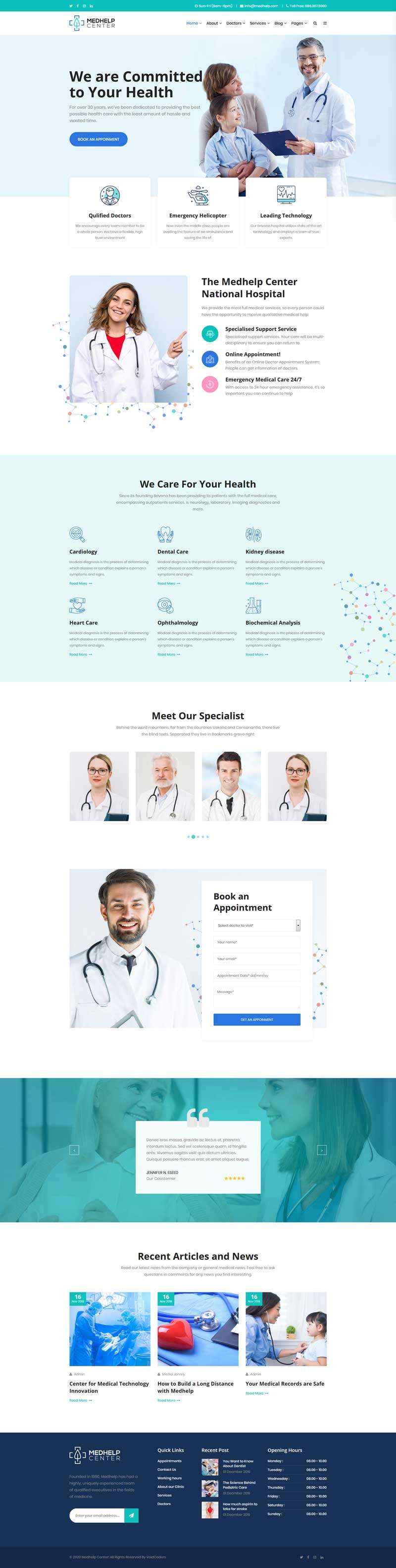 bootstrap医院医疗健康服务公司html网站静态模板