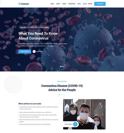 冠状病毒医疗预防宣传html静态页面模板