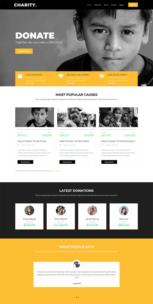 公益儿童救助慈善机构html静态网页模板