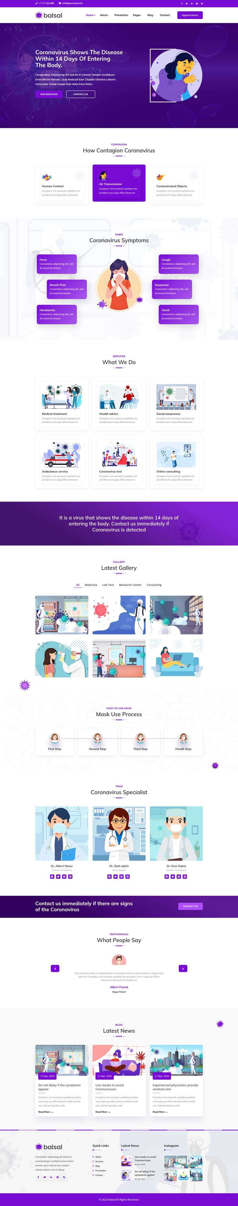 疾控病毒预防宣传机构html5网页模板
