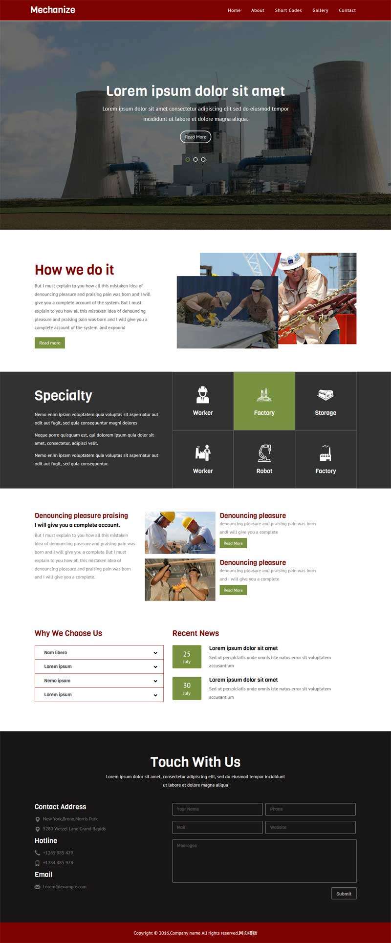 bootstrap大气工业生产企业网页模板下载