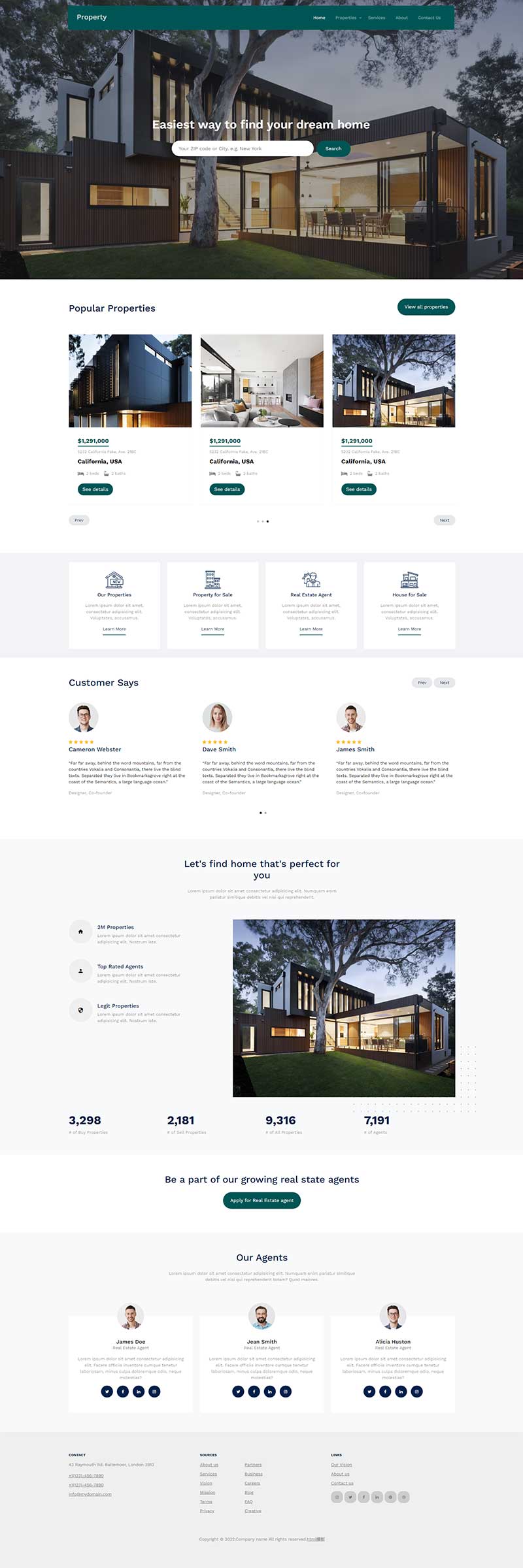 别墅房产交易租赁公司html网页模板