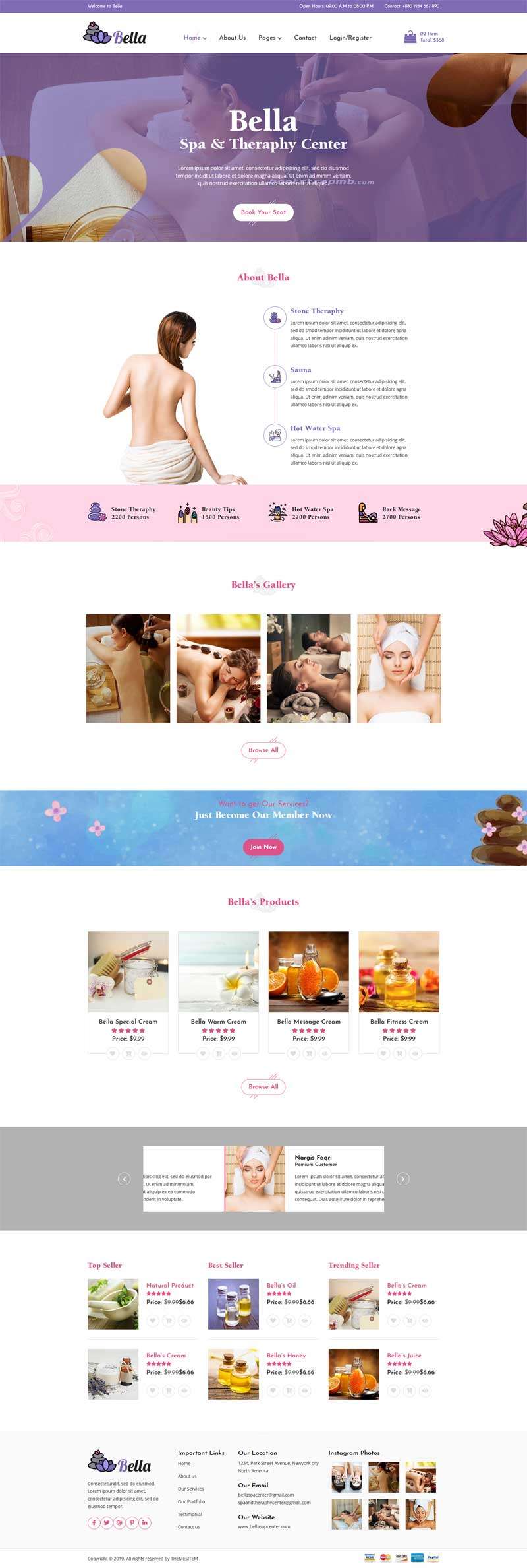 Spa养生馆养生产品销售公司html网站模板