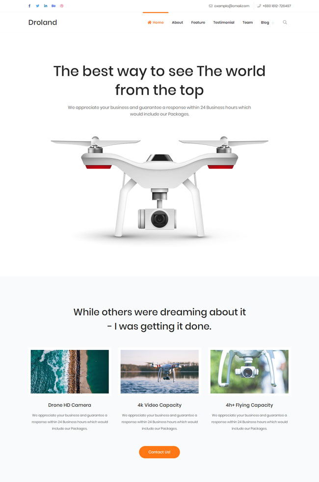 无人机生产研发科技公司html单页网站模板