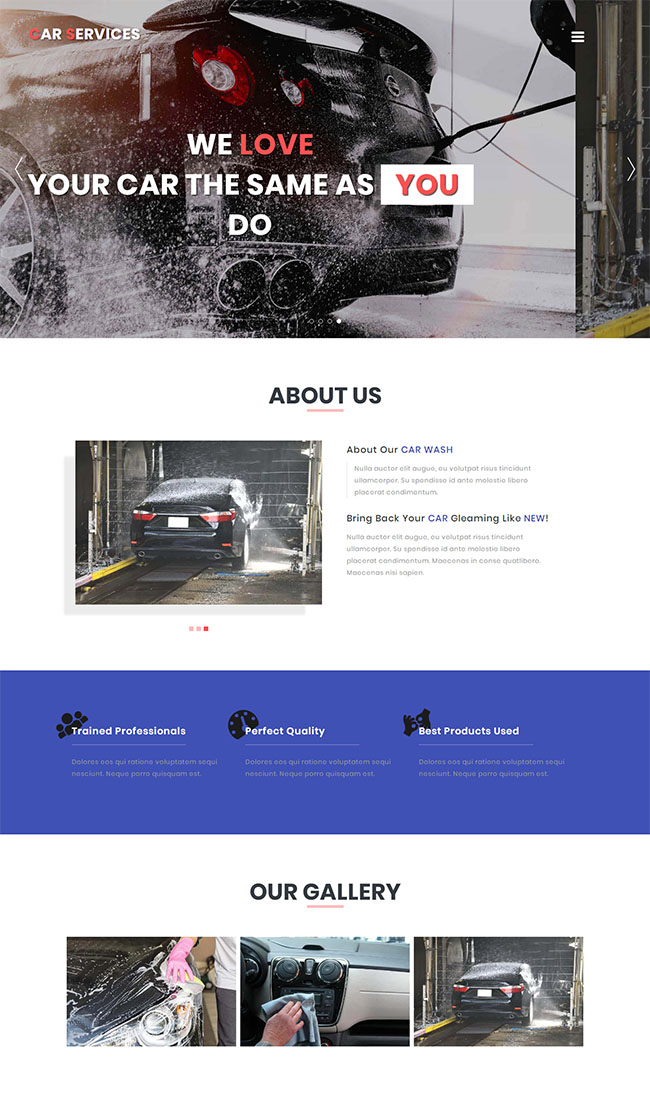 大气汽车美容汽修服务公司html单页模板