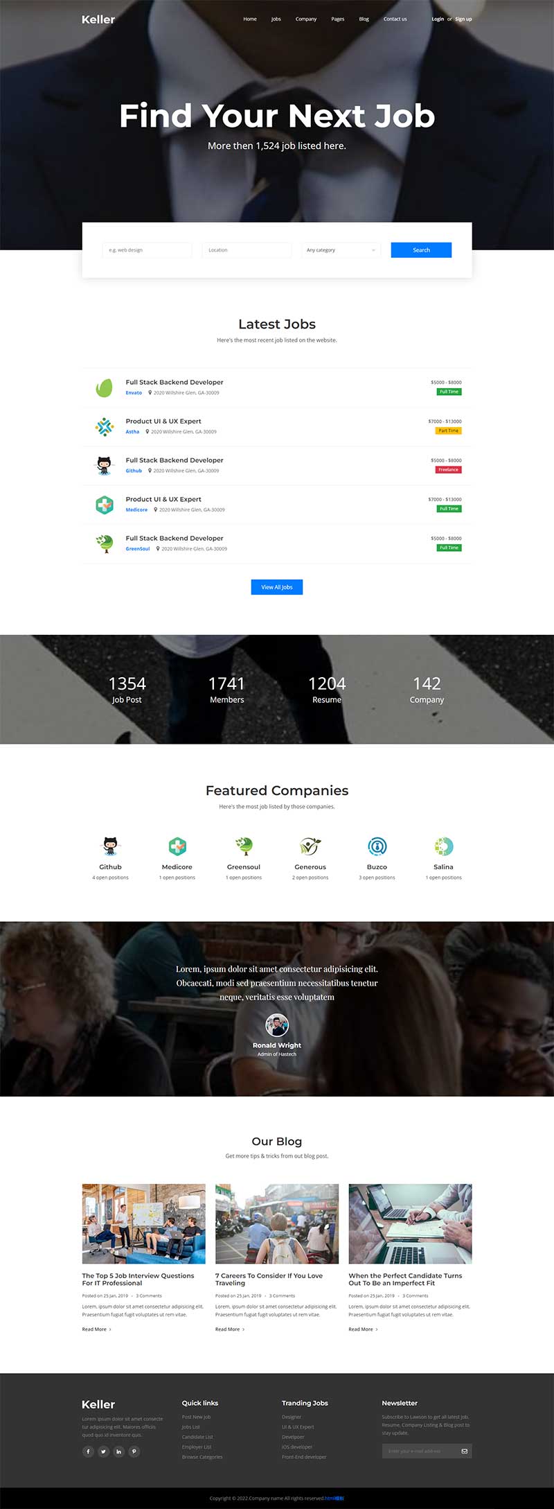 bootstrap人力资源招聘服务公司网站模板