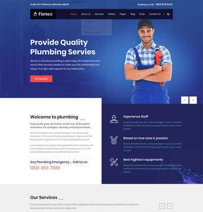 Bootstrap管道修理公司html静态网页模板