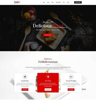 餐饮美食西餐厅Bootstrap网站模板