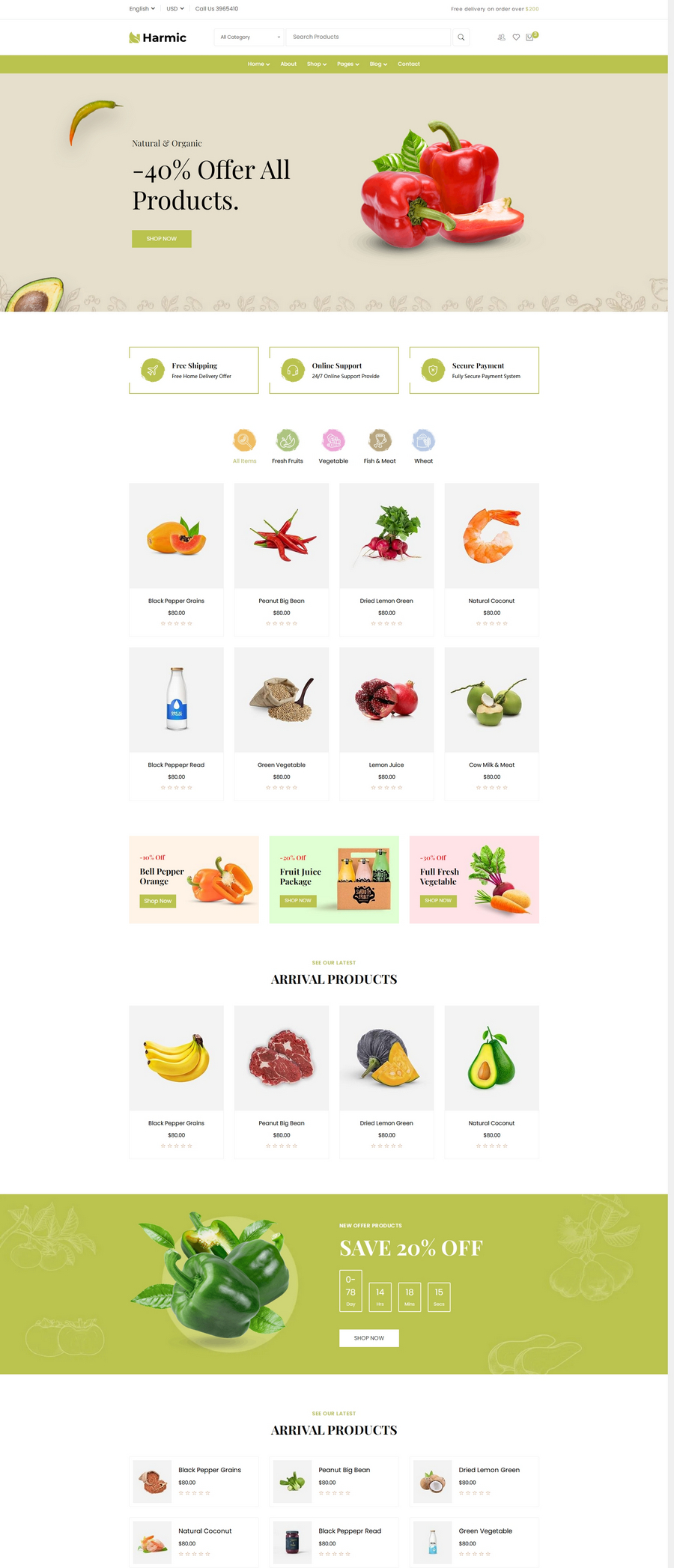 健康有机蔬菜水果html5网站模板