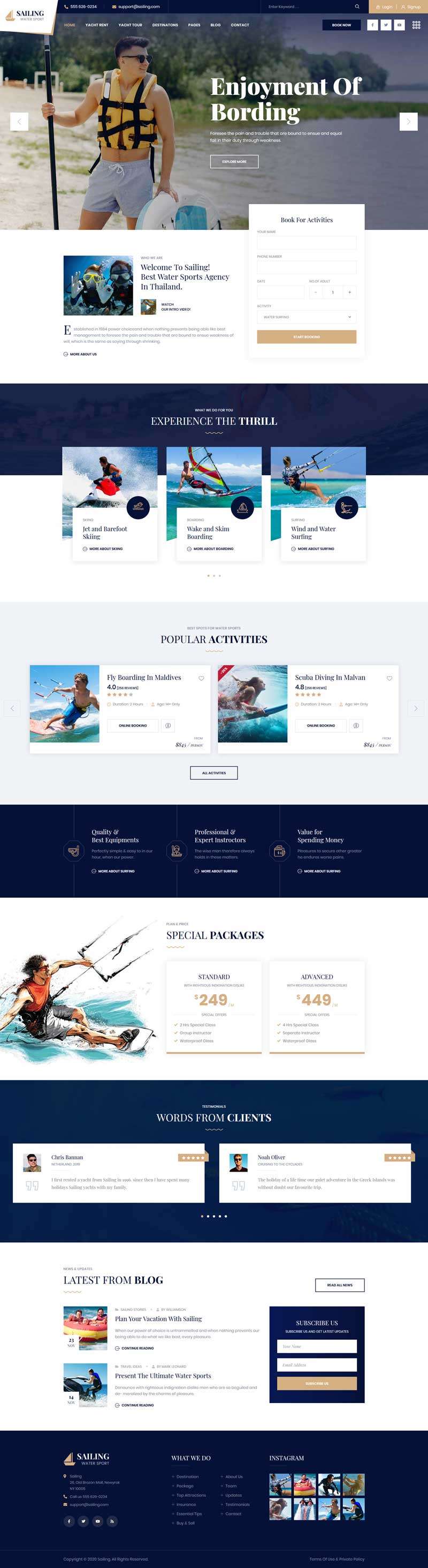 海上运动游艇租赁服务公司HTML网站模板