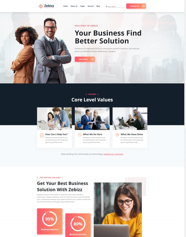 HTML5商务咨询服务企业静态网站模板