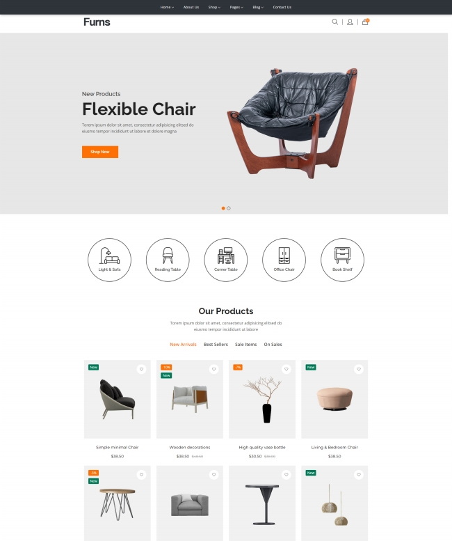 html5实用办公家具销售电子商城通用网页模板