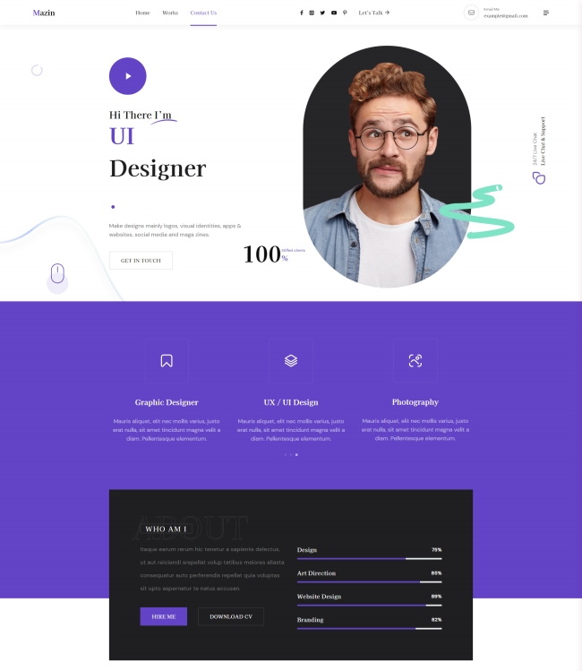 设计师专用个人简介求职html网页模版
