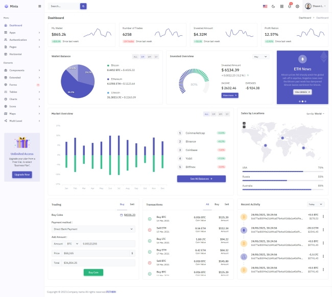 大气数据管理后台静态网站模版