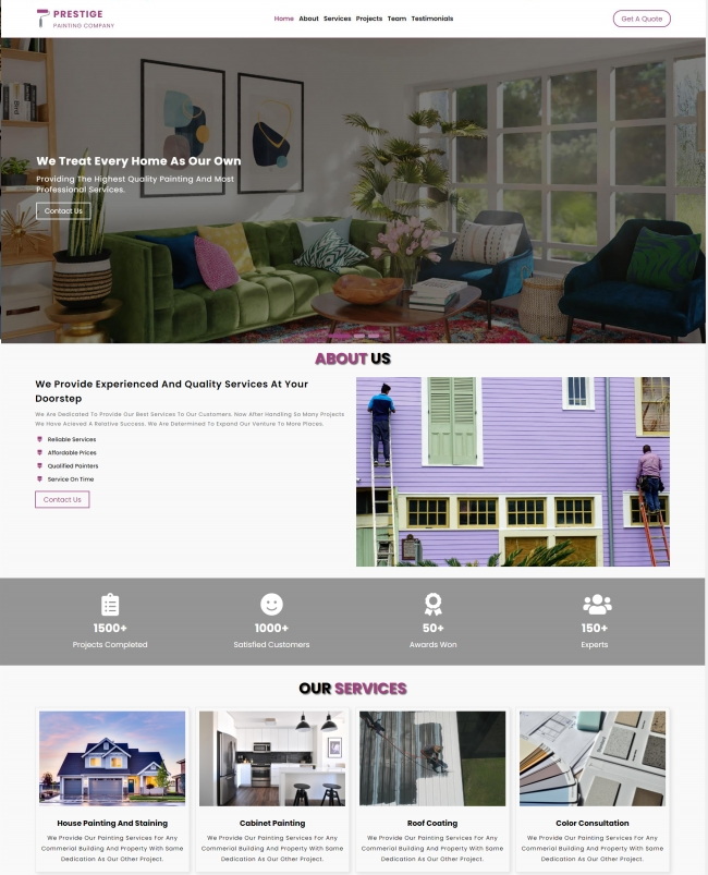 房屋刷新翻新服务企业通用html单页模板