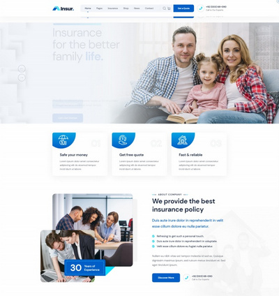 多风格家庭保险服务公司静态html模板