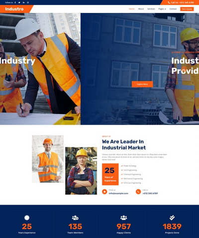 工业建筑工程施工服务集团公司html5模板