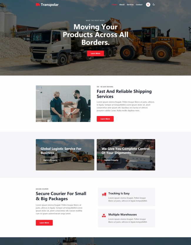 大气物流货物运输服务公司html网站模板