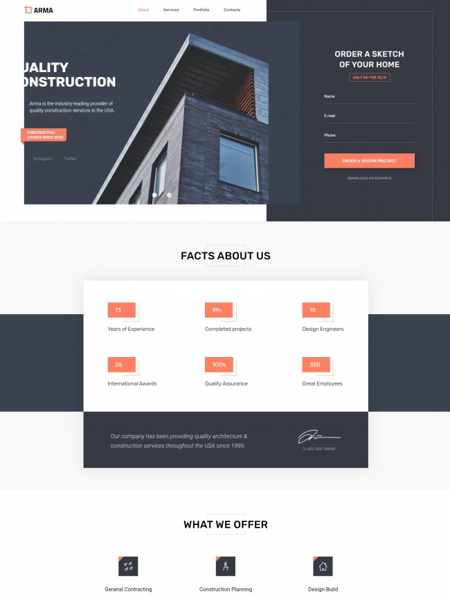 建筑工程施工服务公司静态网站模板
