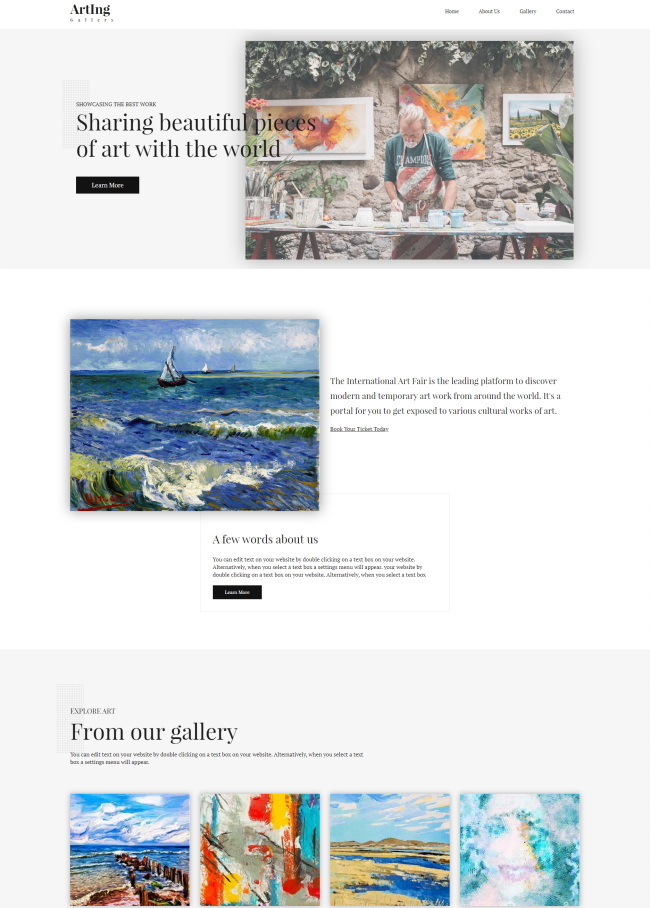 艺术品油画作品宣传展示类网站模板
