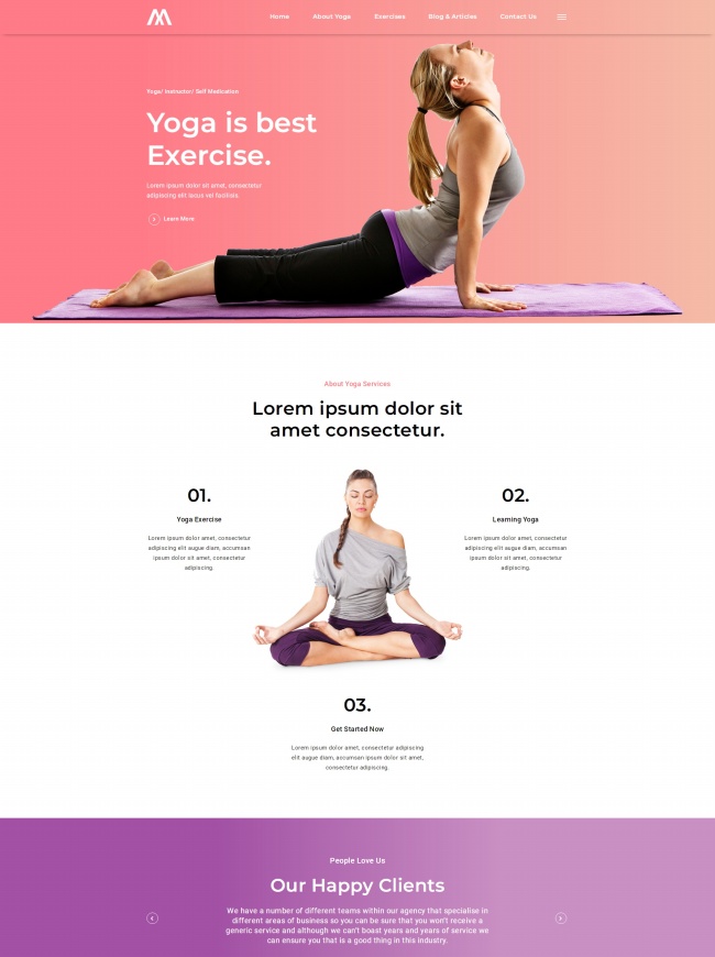 瑜伽舞蹈培训服务公司html单页模板