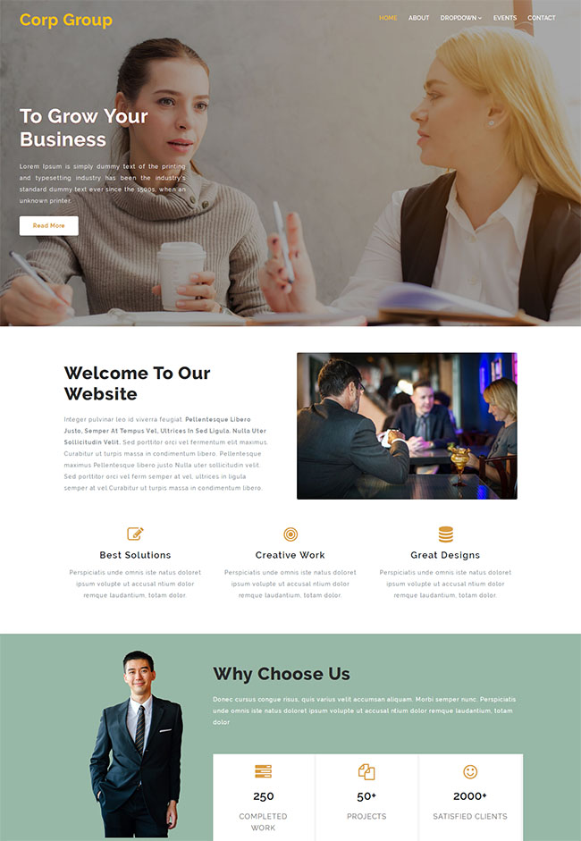 简洁外贸商务合作服务公司静态html网站模板