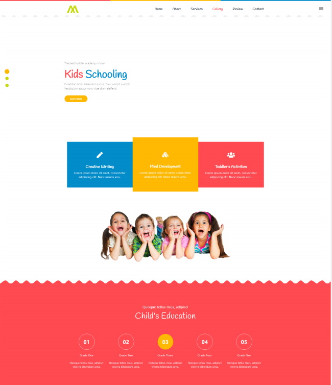 婴幼儿早教培训服务机构静态网页模板