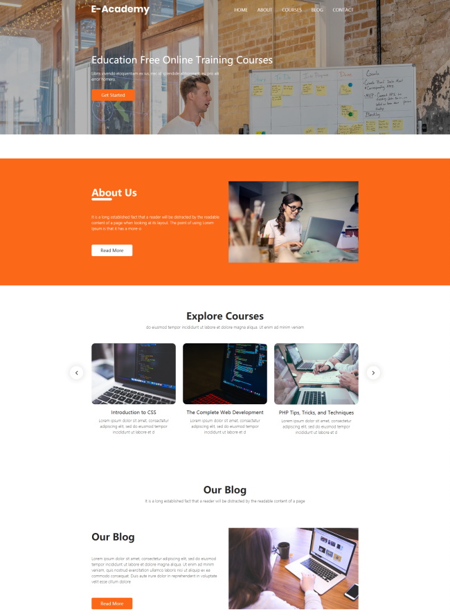 响应式在线教育课程培训企业html网站模板