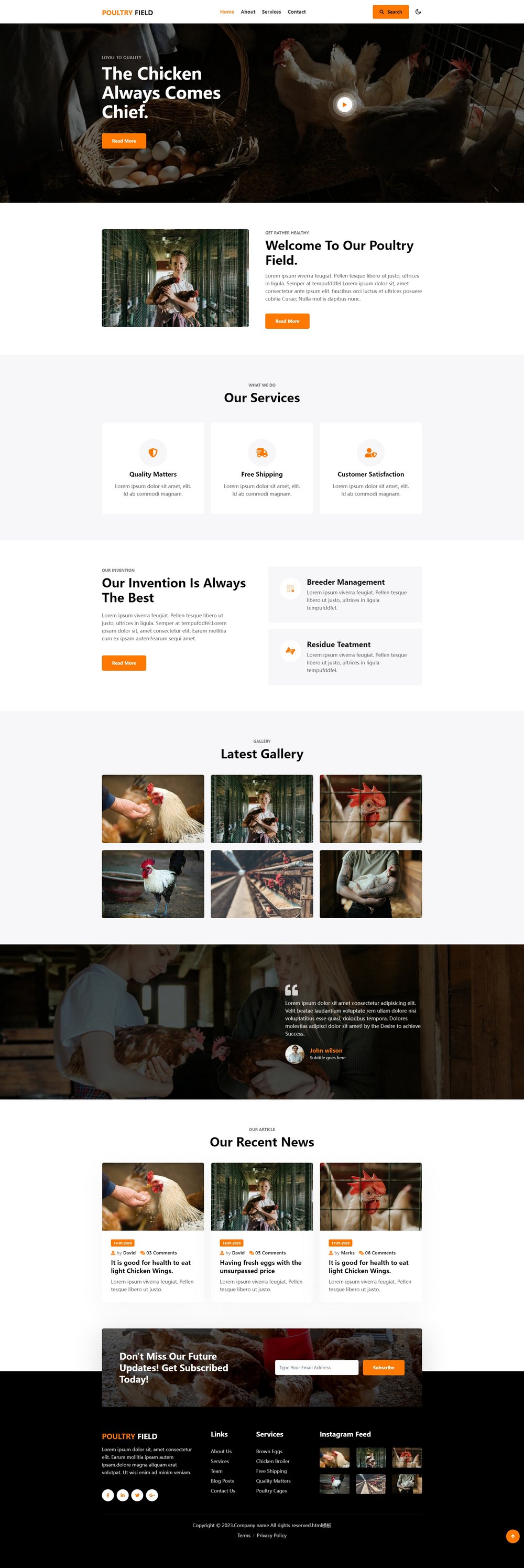 大气专业养殖场养殖基地通用html5网站模板