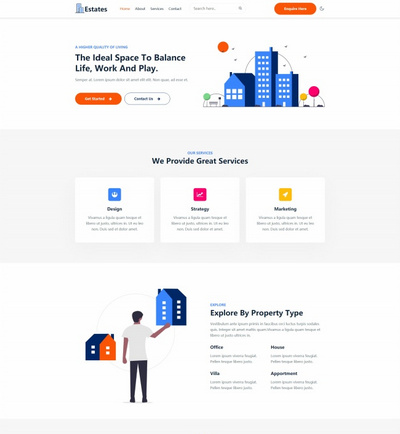 实用房地产房屋租赁服务公司通用html模板