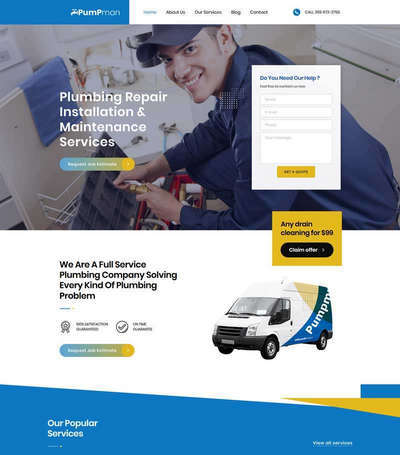 家庭管道专业维修公司静态网站模板