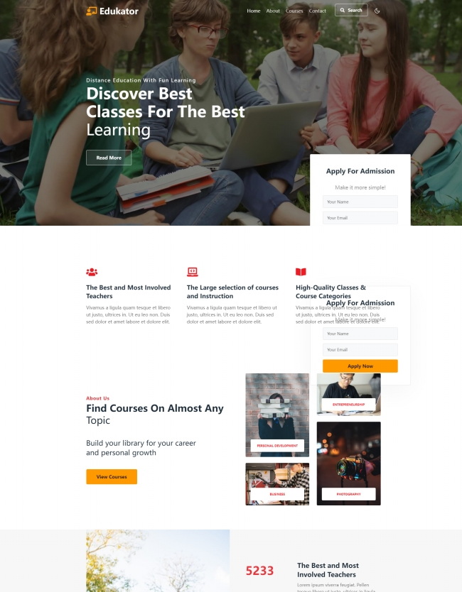 带视频在线教育培训机构通用html5网站模板